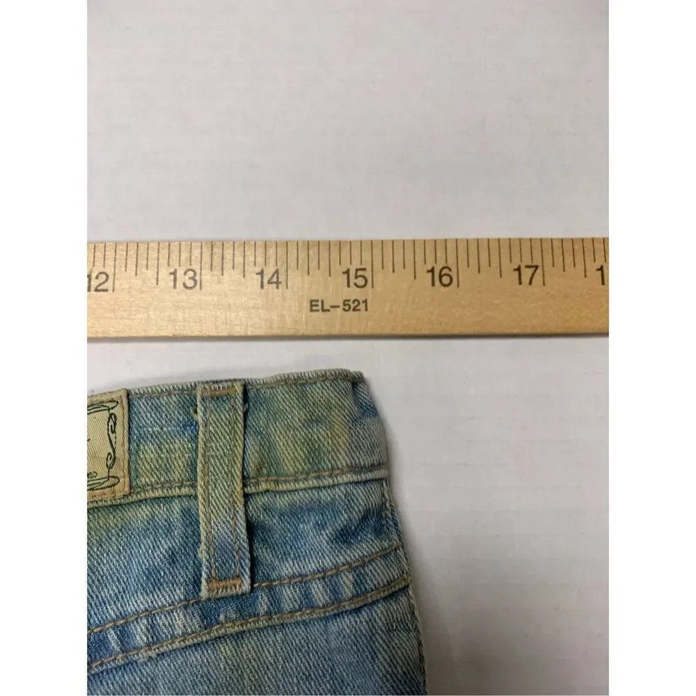 Distressed Worn Look Denim Skirt